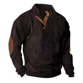 Corduroy Casual Stand Collar Long-sleeved Sweater (Option: Coffee-M)